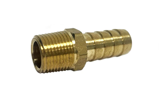 1/2in x 3/8in Brass Hose Barb x Male Adapter SKU 32016 for soft wash and plumbing
