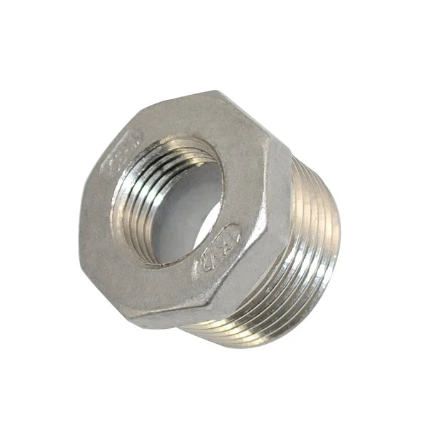 1in M x 3/4in F Stainless Steel Reducer SKU 62513 for soft wash and plumbing