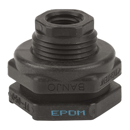 TF050 Banjo ½" Poly Bulkhead Tank Fitting with EPDM gasket