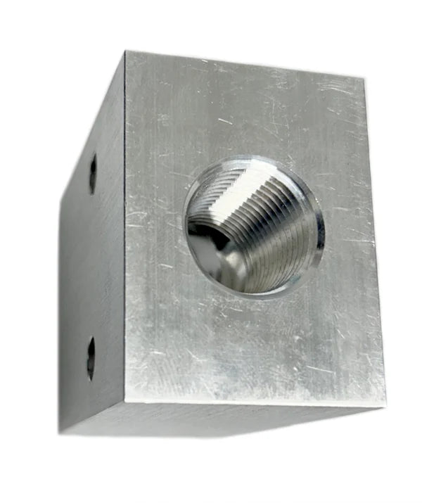 Top view of Aluminum Twinning Block 10 GPM SKU JR-TB-038