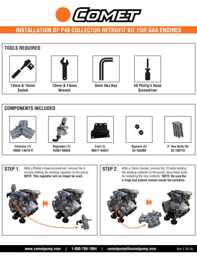 Comet P40 Collector Retrofit Kit SKU 10002-14670KIT packaging for pump repair