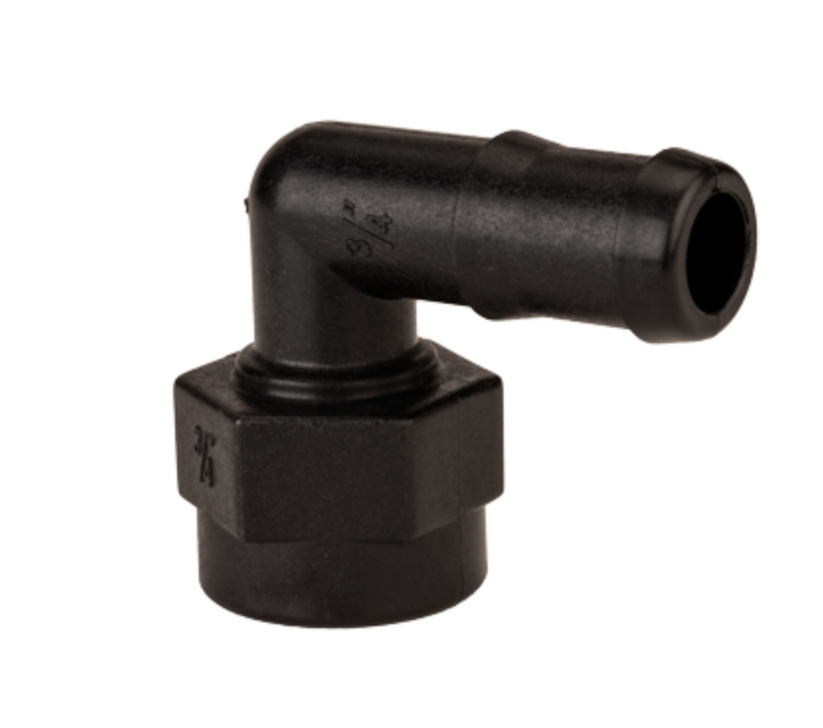 ¾" Male Thread X ¾" 90° Hose Barb Banjo HBF075-90