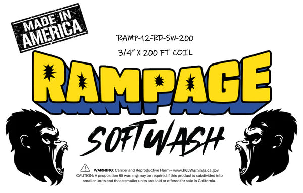 Rampage Logo 3/4 Red 200' Soft Wash Hose for low-pressure exterior cleaning