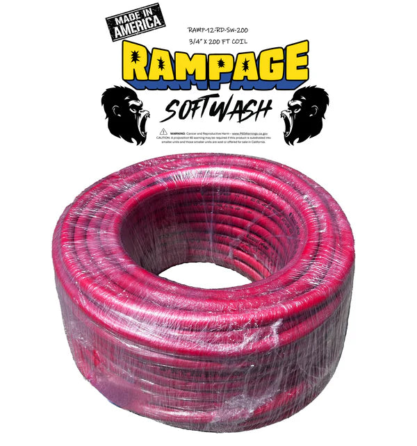 Rampage 3/4 Red 200' Soft Wash Hose for low-pressure exterior cleaning