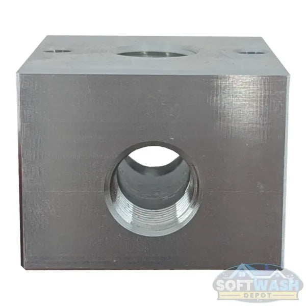 3/8" 3-Way Aluminum Unloader/Bypass Block full view

