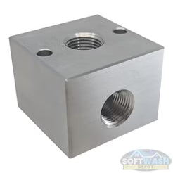 3/8" 3-Way Aluminum Unloader/Bypass Block side view

