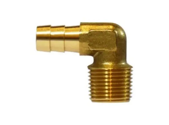 3/8" Brass 90° Hose Barb x Male NPT Elbow – SKU 24.1277

