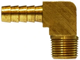 32309LF 1/4in Hose Barb x 3/8in MIP Brass Elbow for fuel cell plumbing

