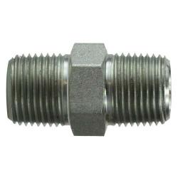 Hex Nipple, 3/8 in MPT x 1/4 in MPT, Steel