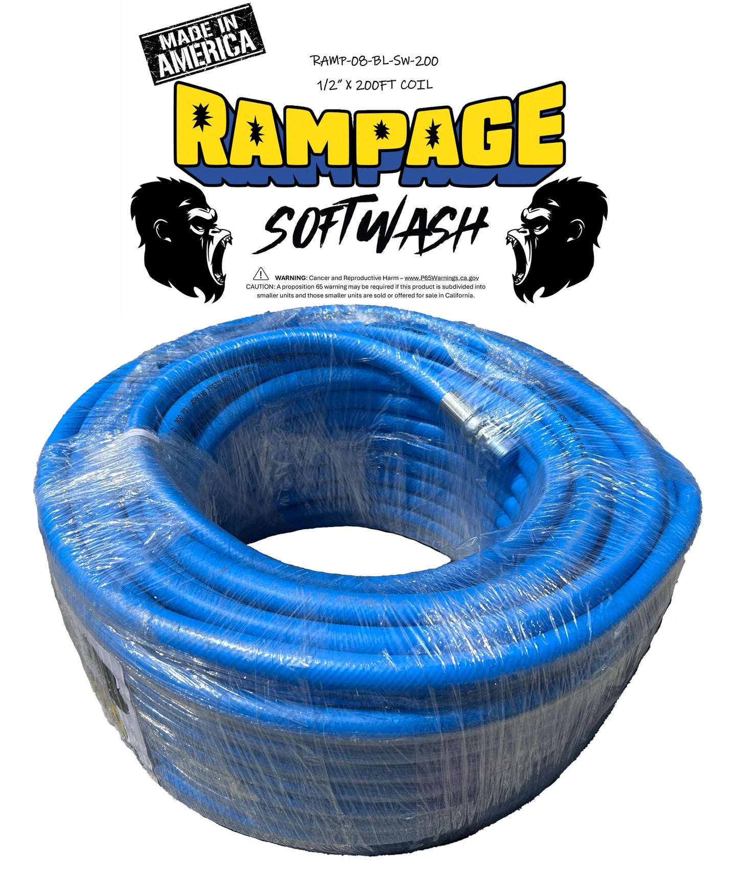 Rampage 5/8" 300' soft wash hose with crimped ends