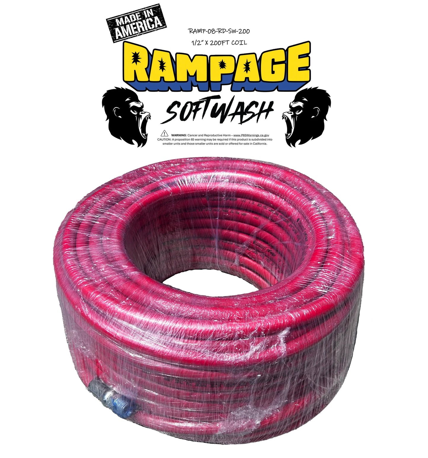 Rampage 5/8" 200' soft wash hose with crimped ends