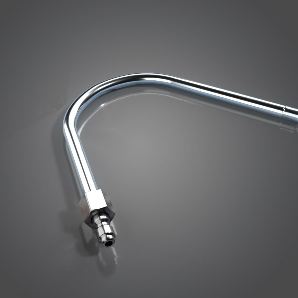 Shepherd's hook with threaded inlet fitting for NeutraPods Gator gutter tool