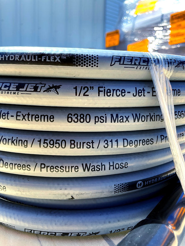 300ft 1/2in 6200psi Non Marking Fierce Jet Hose Rated For Heat Up To 311