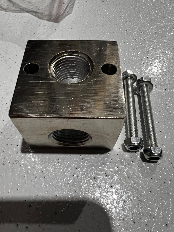 Plated Steel Unloader Mounting Block with 1/2" ports