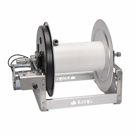 KR1A12E Kings 12" Aluminum Electric Hose Reel with Stainless Steel Manifold