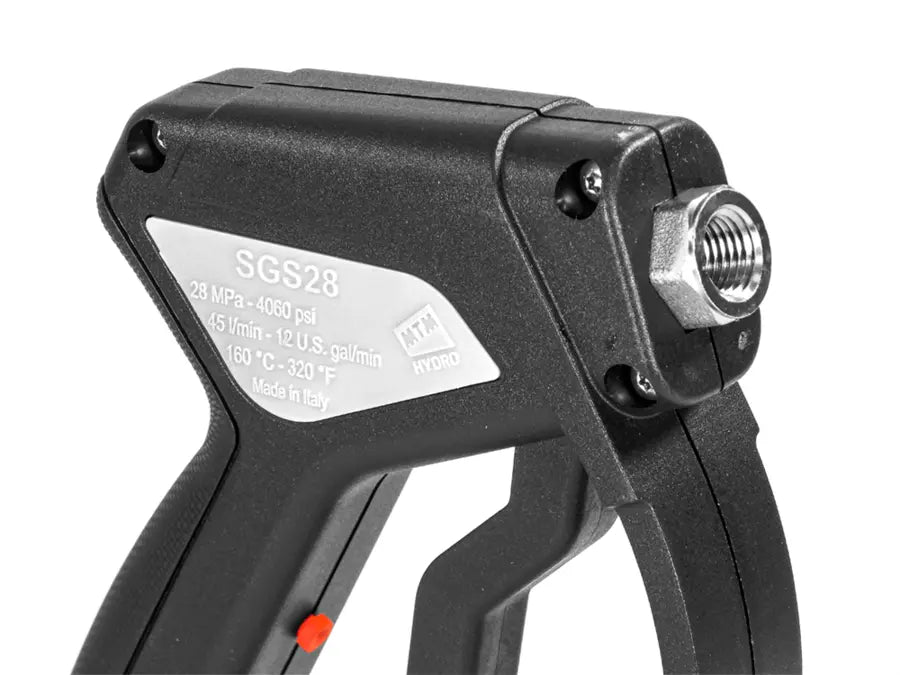 MTM Hydro SGS28 Spray Gun with Live Swivel close-up

