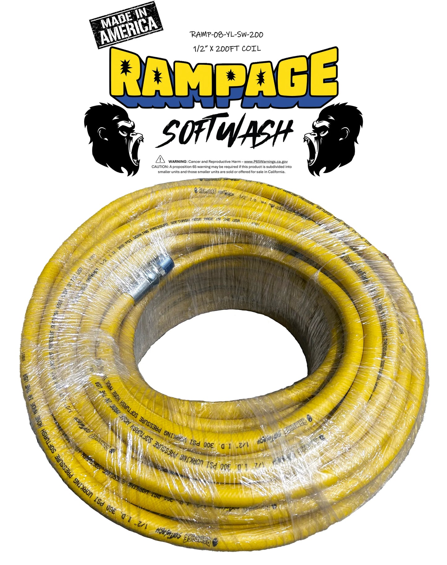 Rampage 1/2" 300' soft wash hose with crimped ends