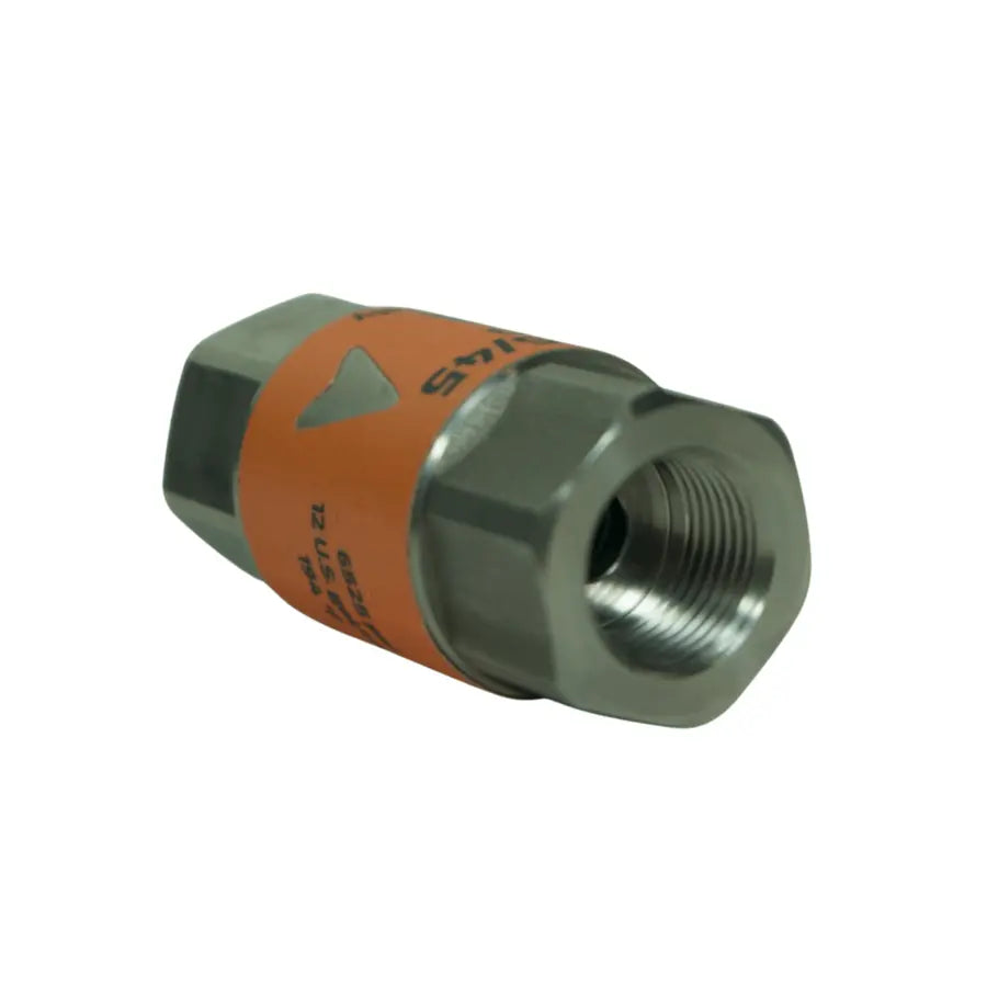 Stainless Steel 1/2" Check Valve port close-up

