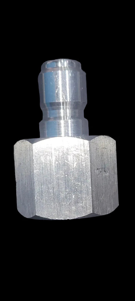 Stainless Steel Plug 3/8" QC x 1/2" FNPT full view

