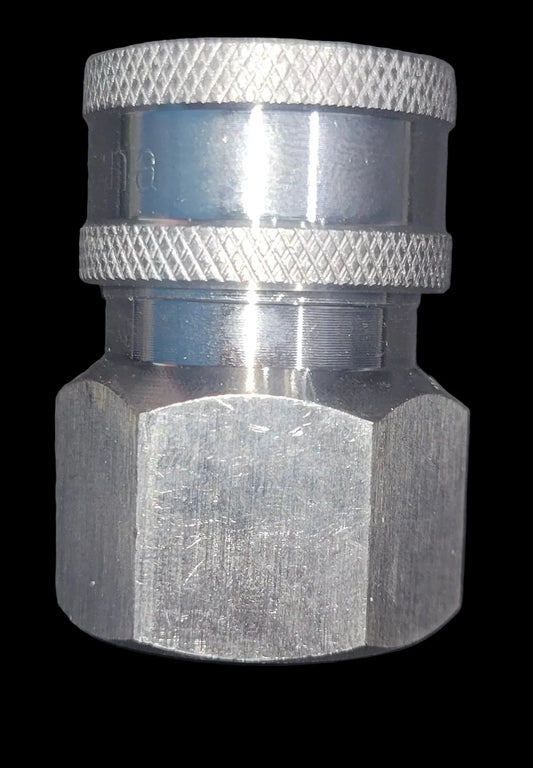 Stainless Steel Socket Coupler 3/8 QC x 1/2 FNPT full view

