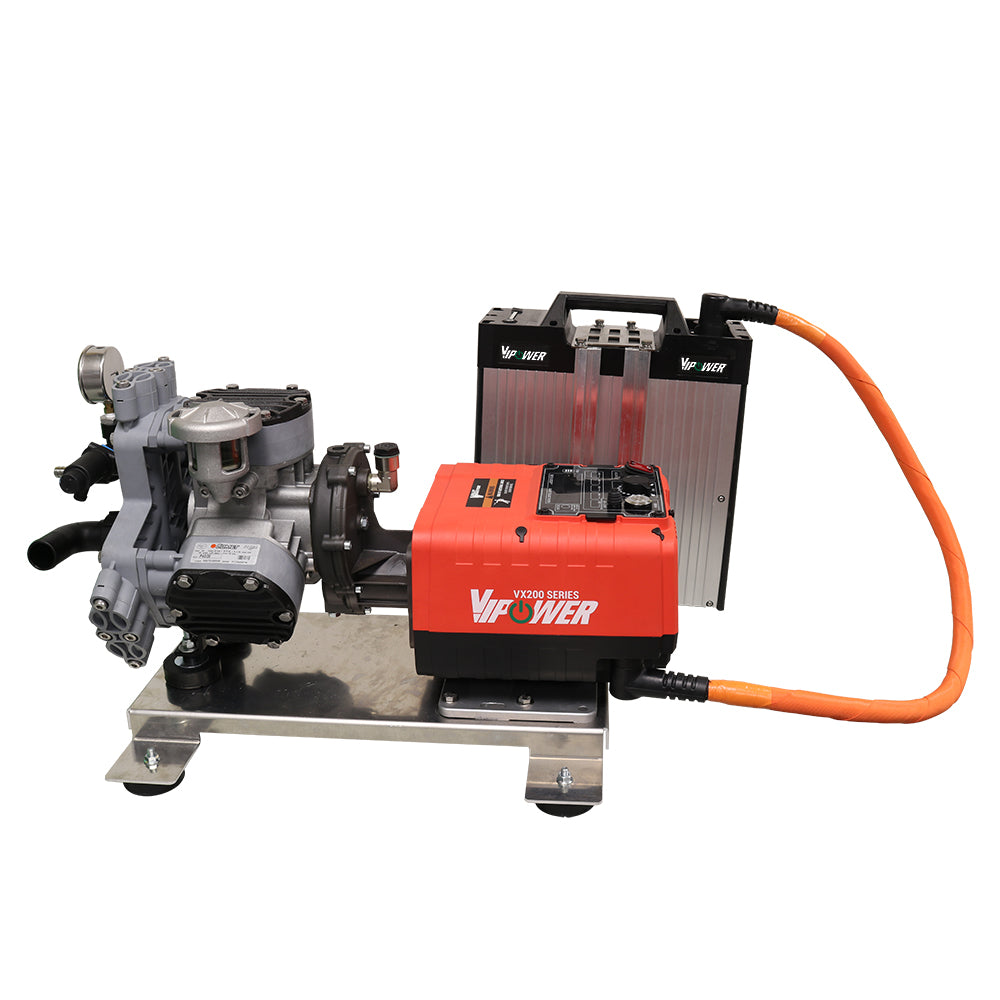 Comet P40 pump and VIPower VX-120 electric motor details on Batch Bandit soft wash system

